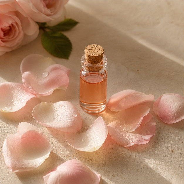 Rose petals and rose oil